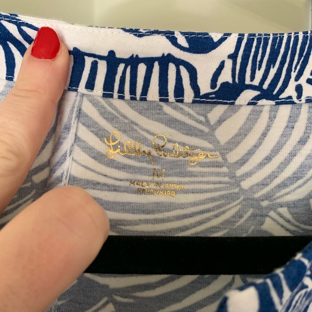 Lilly Pulitzer catch 3/4 sleeve Aegean navy beach path dress size m - Picture 4 of 7